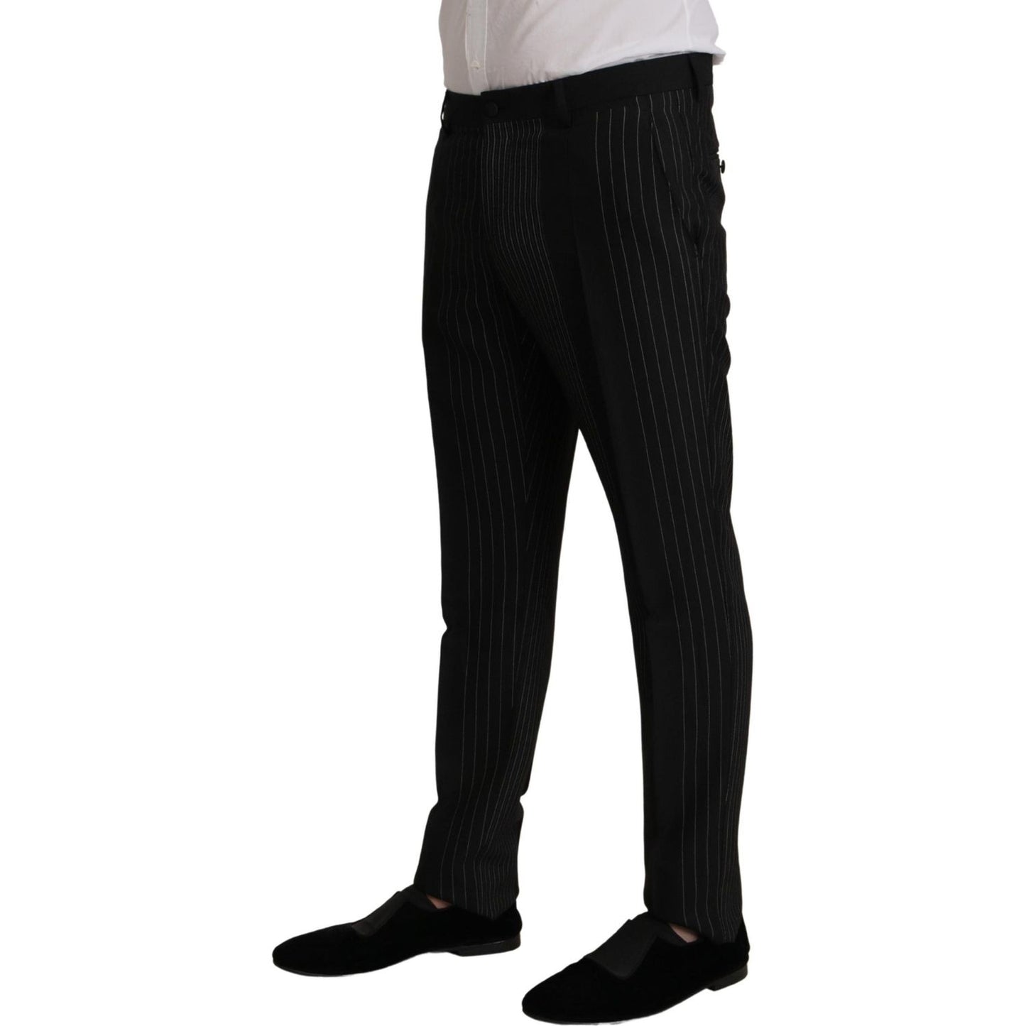 Dolce & Gabbana Black Stripes Rayon Formal 2 Piece Suit KOS1992- 48