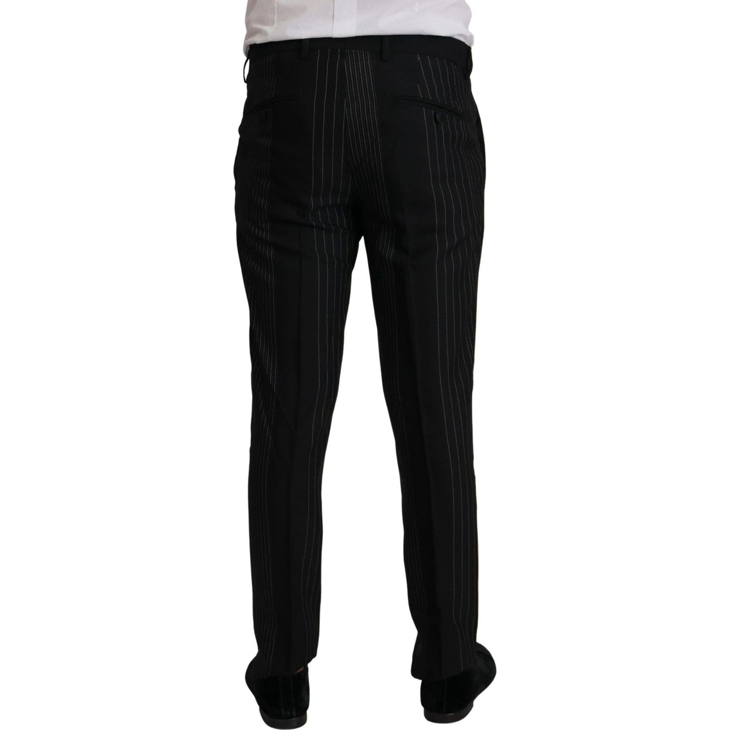 Dolce & Gabbana Black Stripes Rayon Formal 2 Piece Suit KOS1992- 48