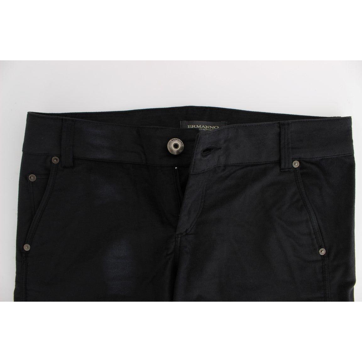 Ermanno Scervino Black Cotton Blend Regular Fit Pants SIG30403-1