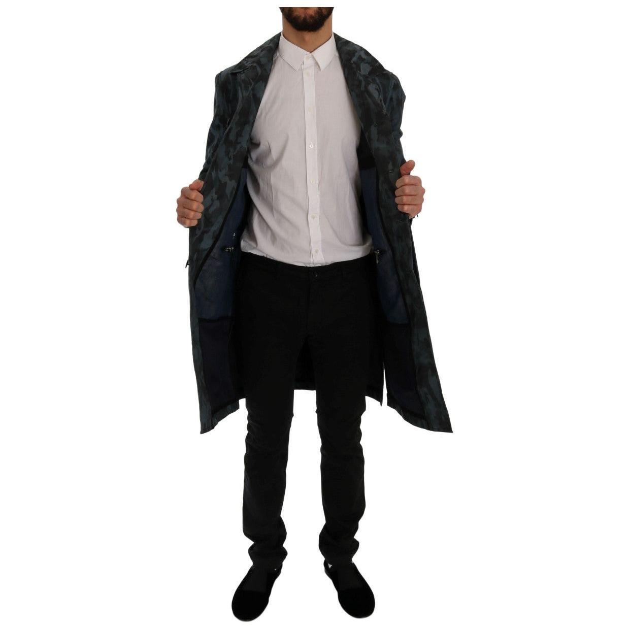 Dolce & Gabbana Blue Camouflage Trench Trench SIG60312-1