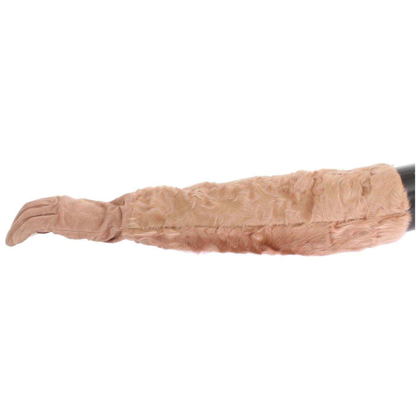 Dolce & Gabbana Beige Suede Xiangao Fur Elbow Gloves LB139-1