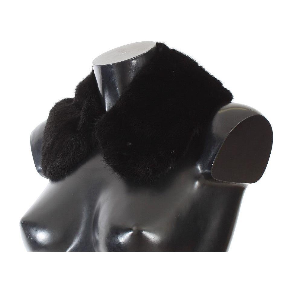 Dolce & Gabbana Black Mink Fur Shoulder Collar Scarf MS1565-7