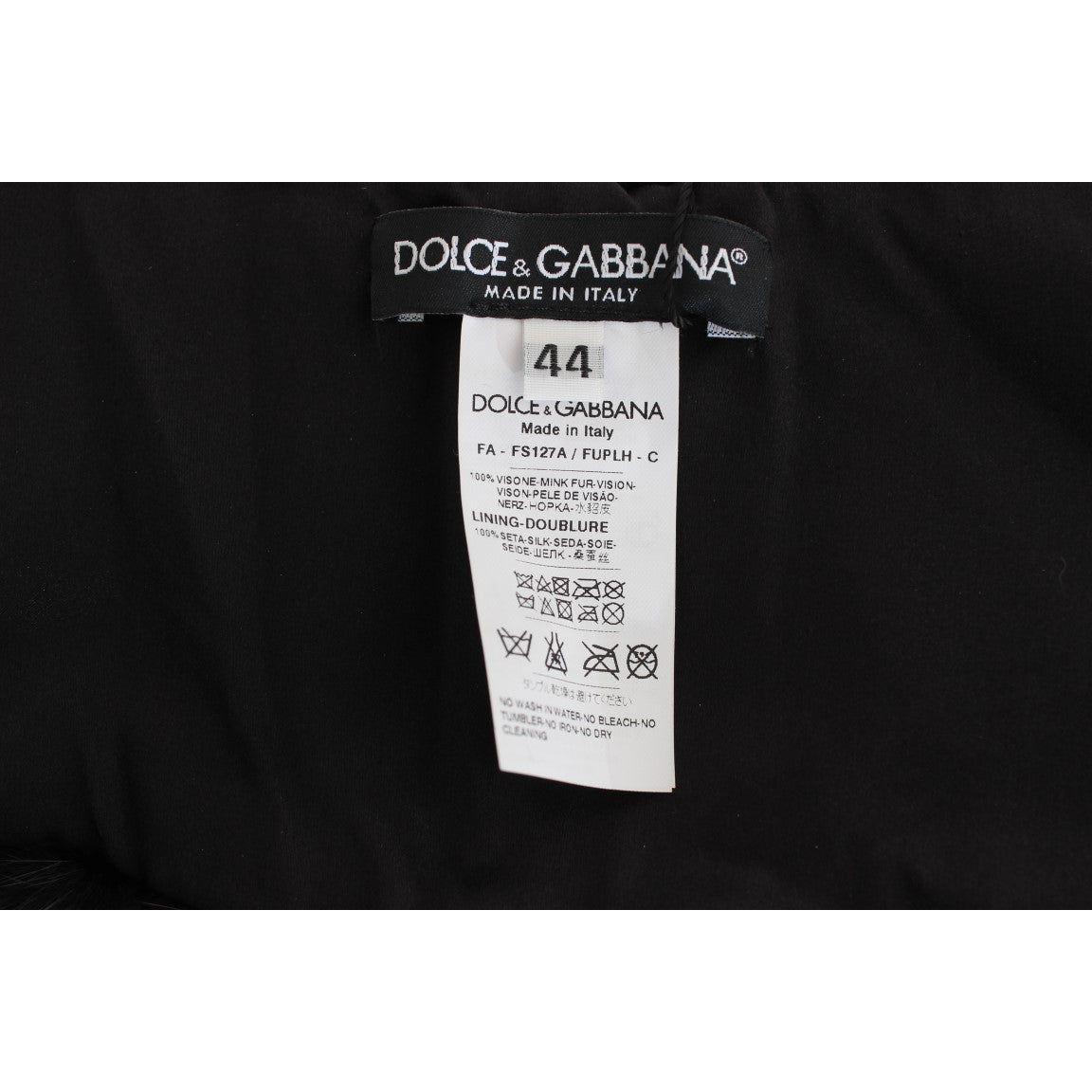 Dolce & Gabbana Black Mink Fur Shoulder Collar Scarf MS1565-7