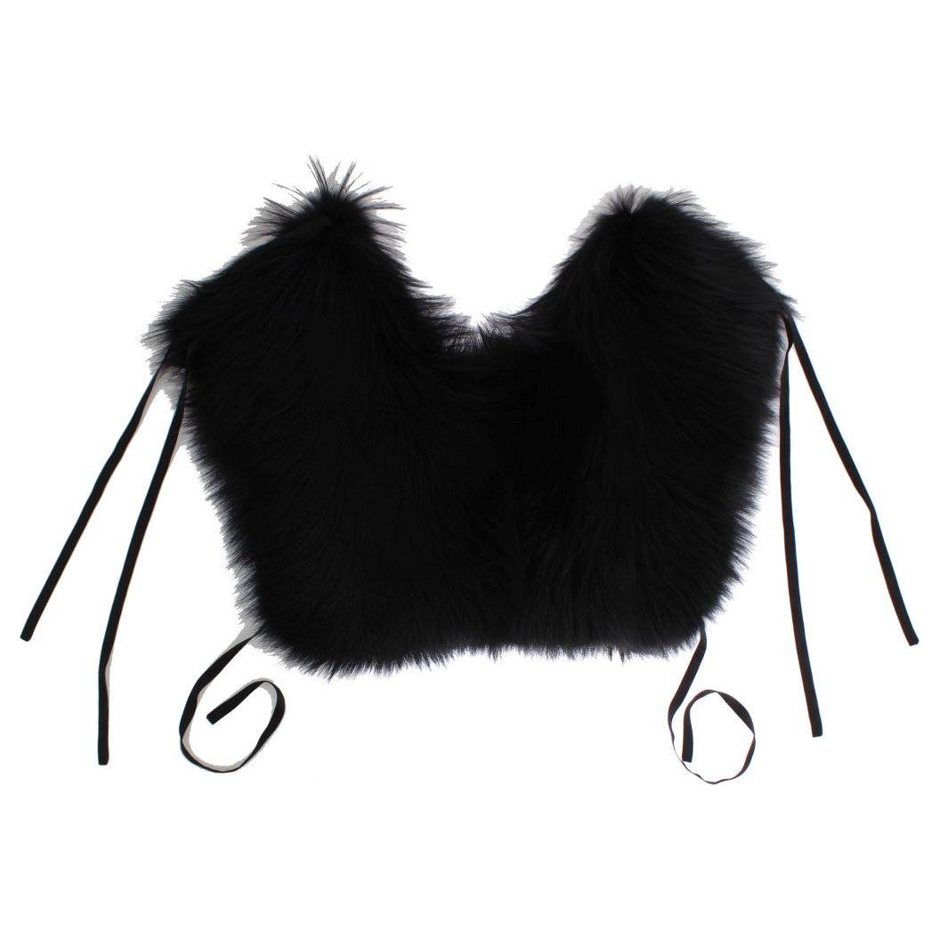 Dolce & Gabbana Black Fox Fur Shoulder Wrap Cover Collar Scarf MS1580-3