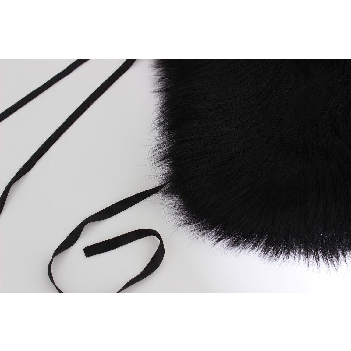 Dolce & Gabbana Black Fox Fur Shoulder Wrap Cover Collar Scarf MS1580-3