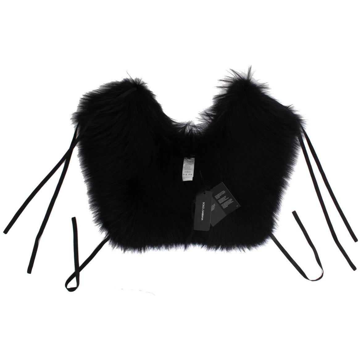 Dolce & Gabbana Black Fox Fur Shoulder Wrap Cover Collar Scarf MS1580-3