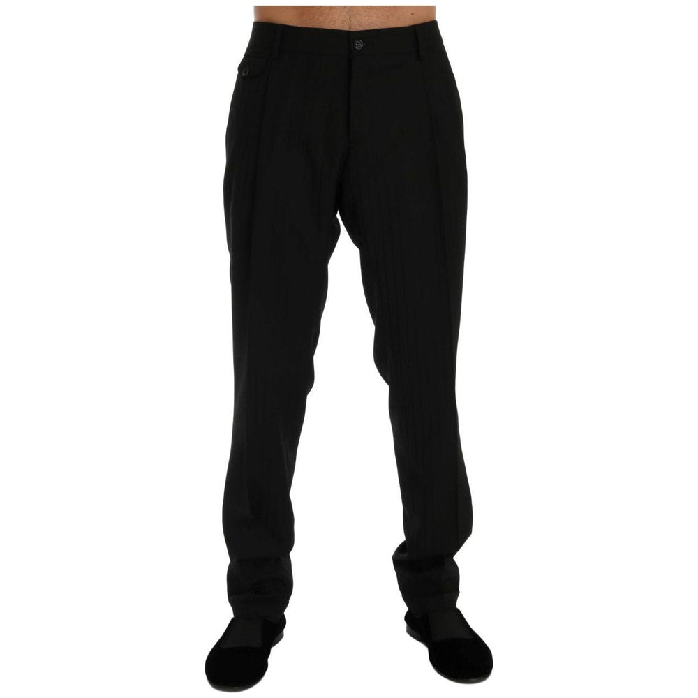 Dolce & Gabbana Black Striped Wool Stretch Pants PAN60381-54