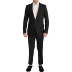 Dolce & Gabbana Black Brocade Formal 2 Piece MARTINI Suit KOS1994- 46