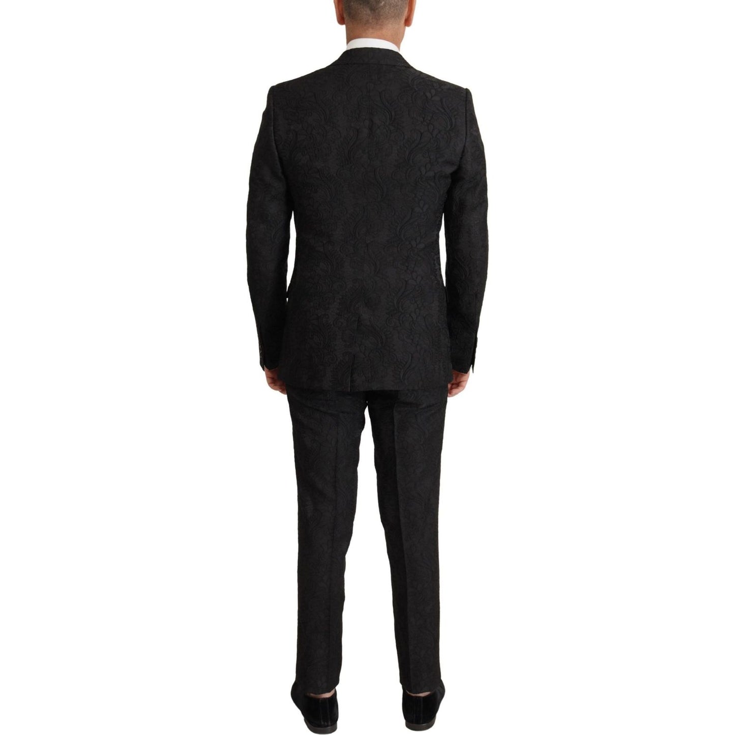 Dolce & Gabbana Black Brocade Formal 2 Piece MARTINI Suit KOS1994- 46