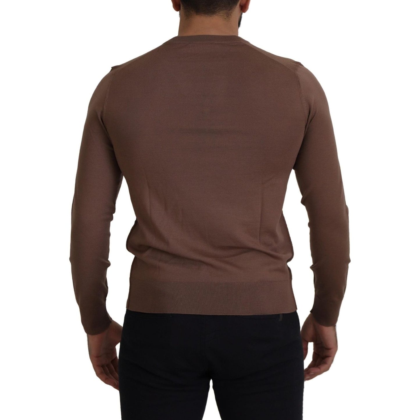 Dolce & Gabbana Brown Wool Men V-neck Pullover Sweater TSH7517- 39
