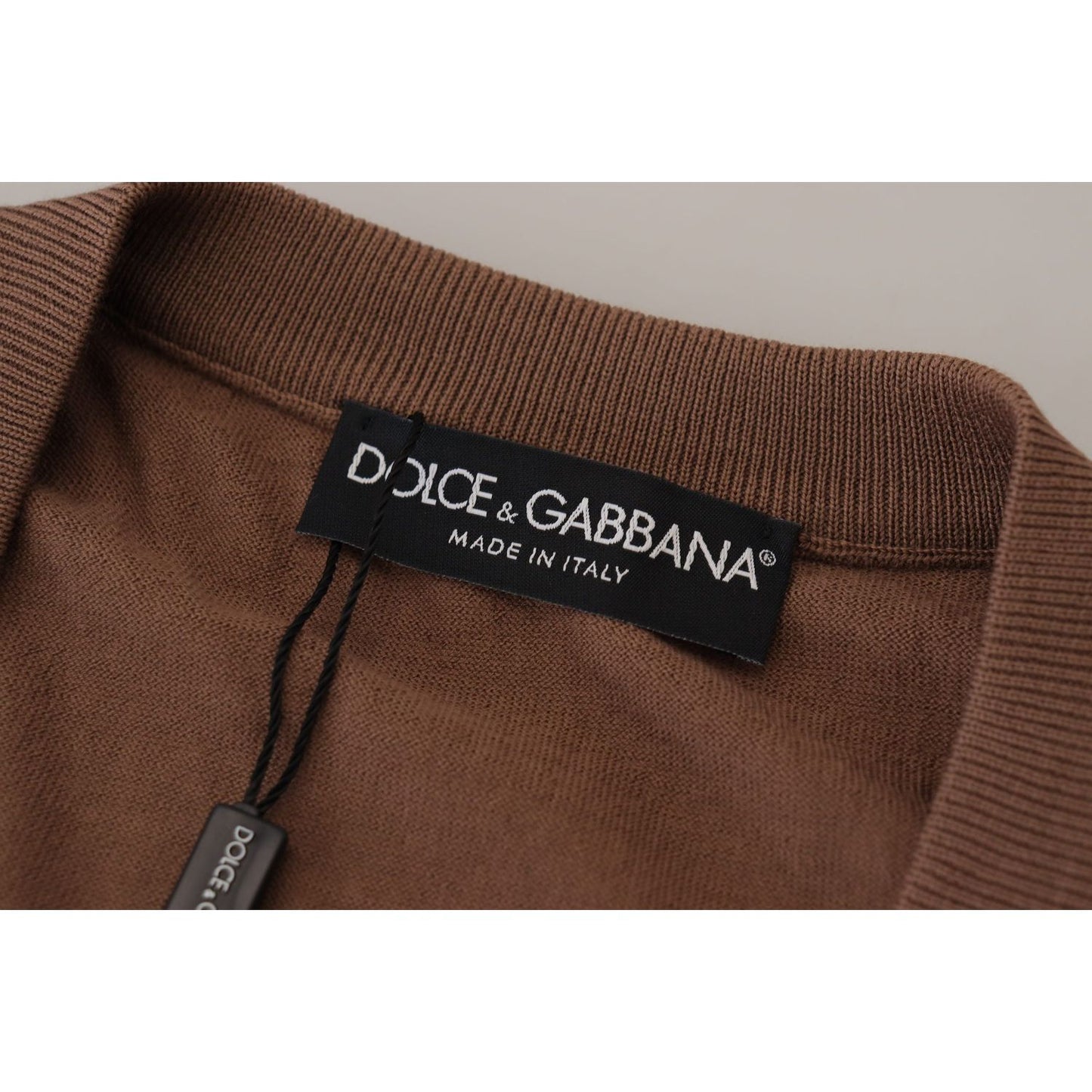 Dolce & Gabbana Brown Wool Men V-neck Pullover Sweater TSH7517- 39