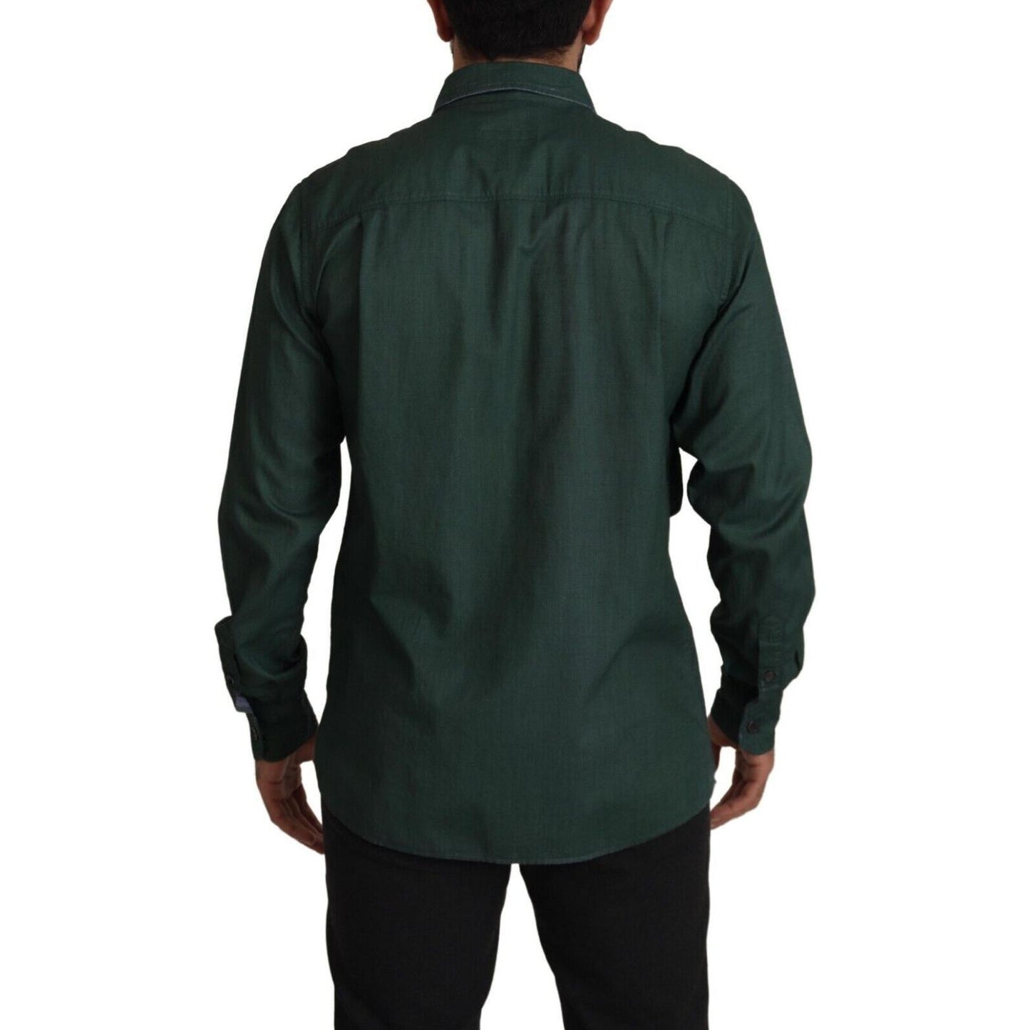 Dolce & Gabbana Dark Green Button Down Long Sleeves Shirt TSH7983- 41