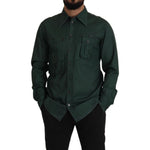 Dolce & Gabbana Dark Green Button Down Long Sleeves Shirt TSH7983- 41