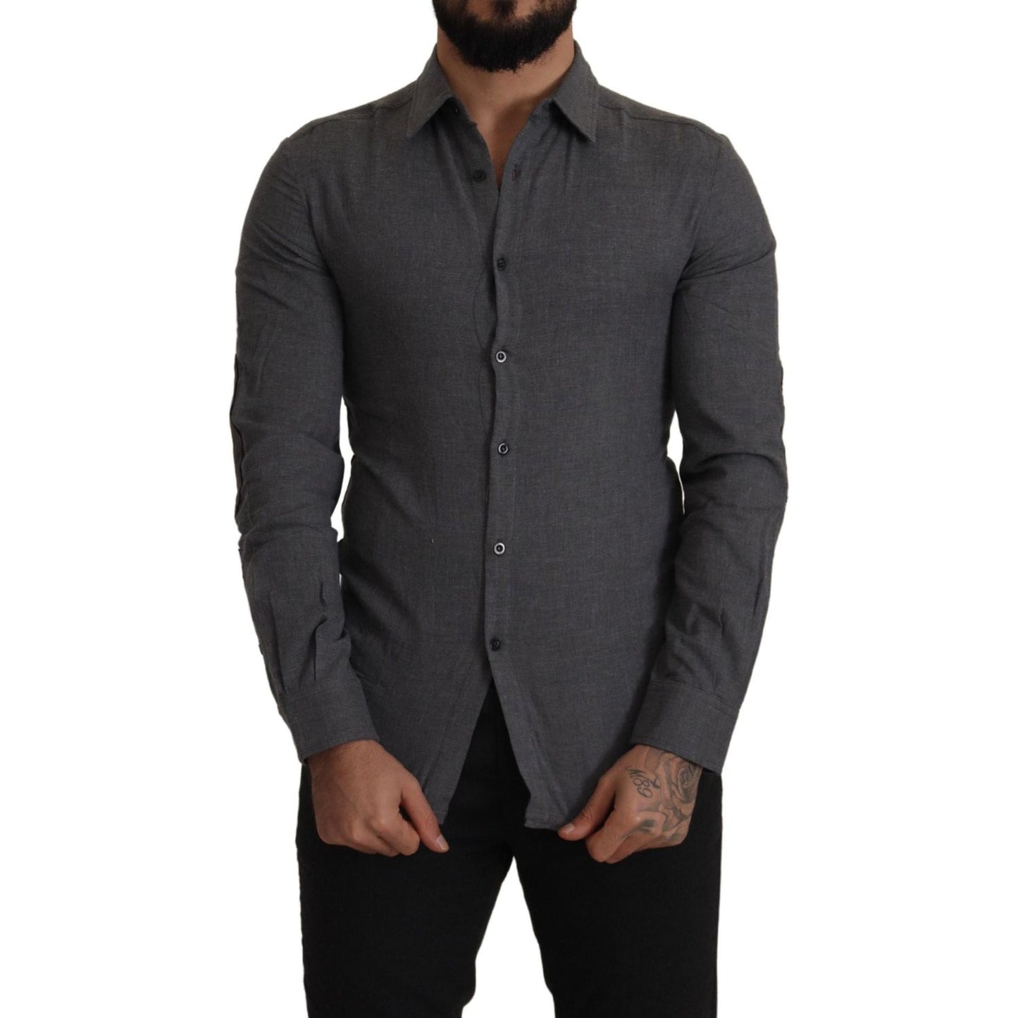 Costume National Dark Gray Cotton Casual Mens Shirt TSH8281- 44