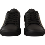 Dolce & Gabbana Black Gold Leather Low Top Sneakers Womens Shoes LA9899#-36.5