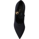 Dolce & Gabbana Black Socks Stretch Crystal Pumps Shoes LA10050- 35.5