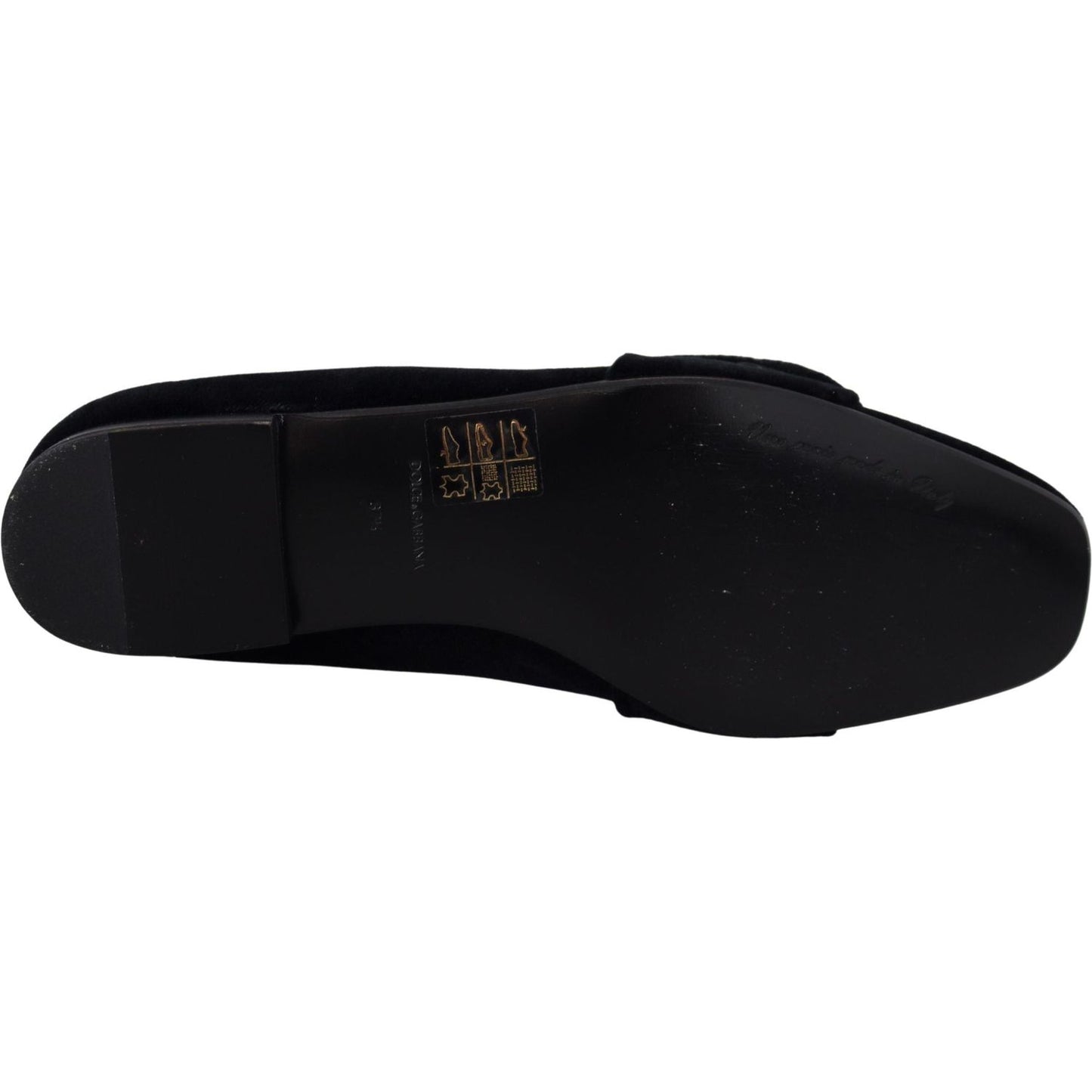 Dolce & Gabbana Black Velvet Crystals Loafers Flats Shoes LA10081- 36