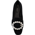 Dolce & Gabbana Black Velvet Crystals Loafers Flats Shoes LA10081- 36