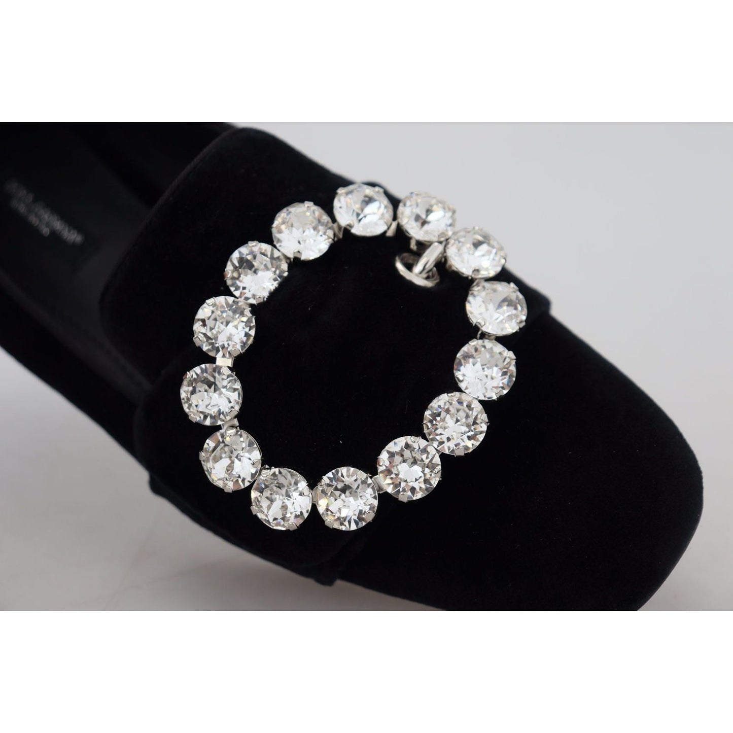 Dolce & Gabbana Black Velvet Crystals Loafers Flats Shoes LA10081- 36