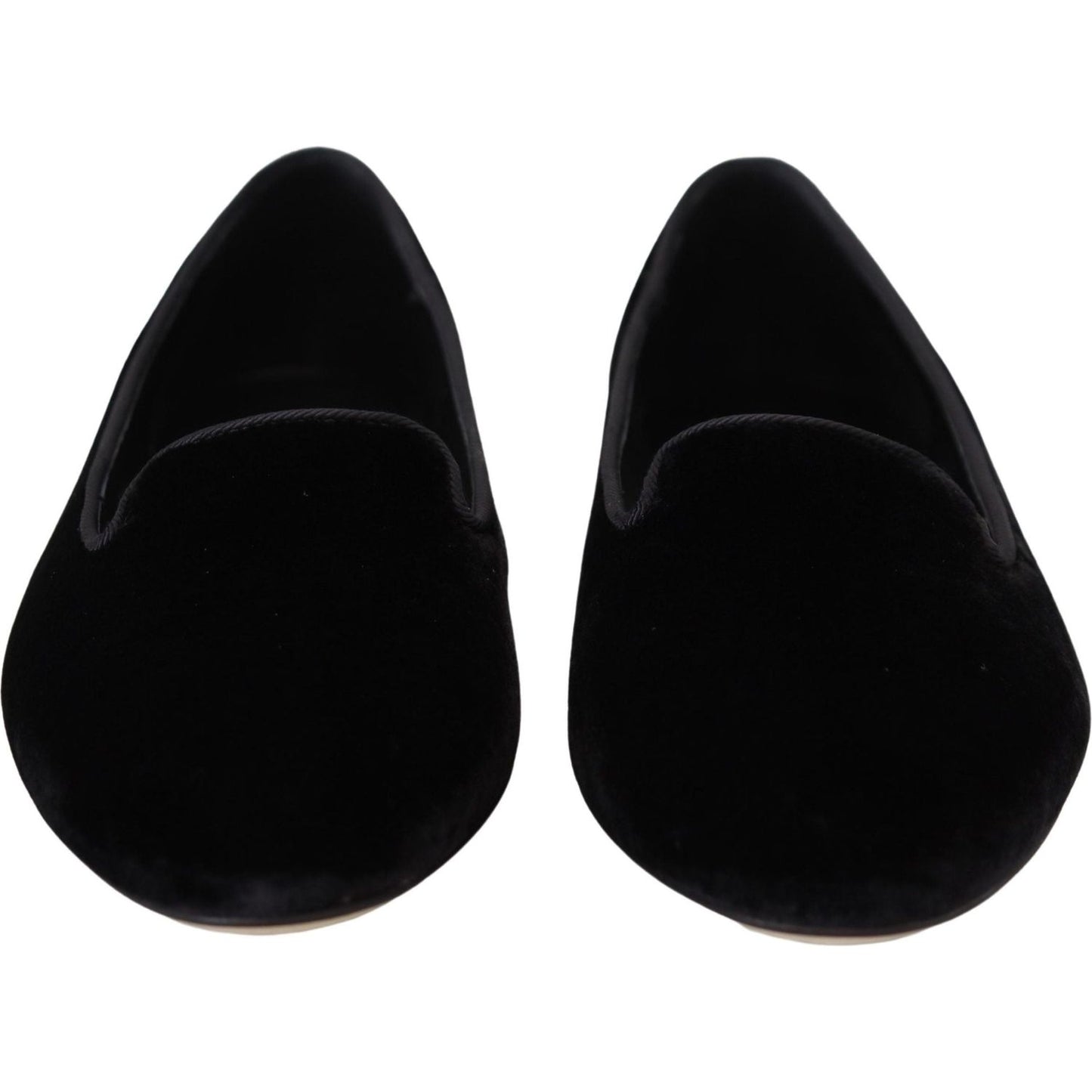 Dolce & Gabbana Black Velvet Slip Ons Loafers Flats Shoes LA10082- 35