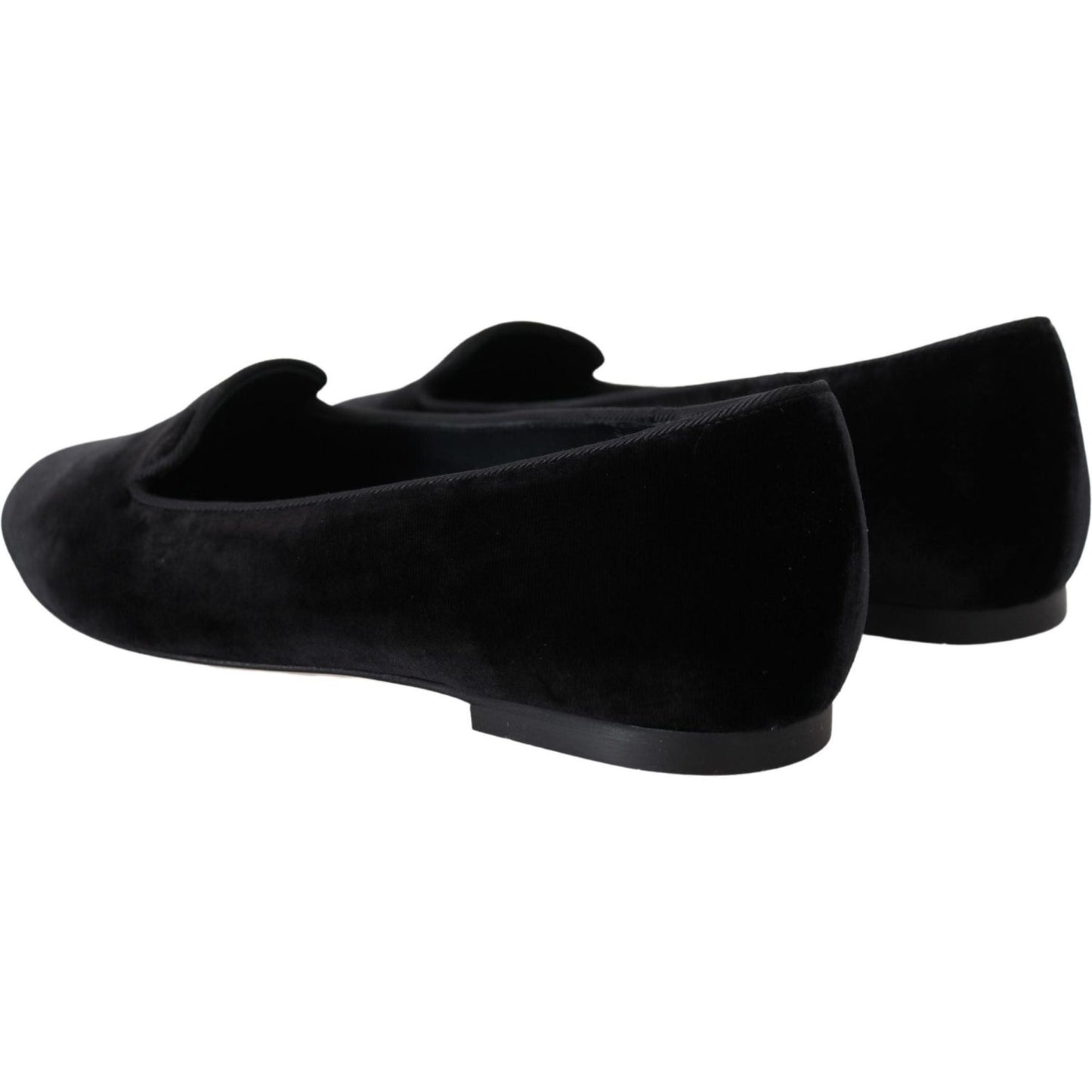 Dolce & Gabbana Black Velvet Slip Ons Loafers Flats Shoes LA10082- 35
