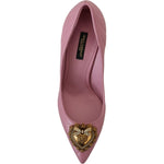 Dolce & Gabbana Pink Leather Heart DEVOTION Heels Pumps Shoes LA10083- 35.5