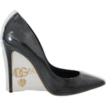 Dolce & Gabbana Black Leather Heels Pumps Plastic Wrapped Shoes LA10086- 36