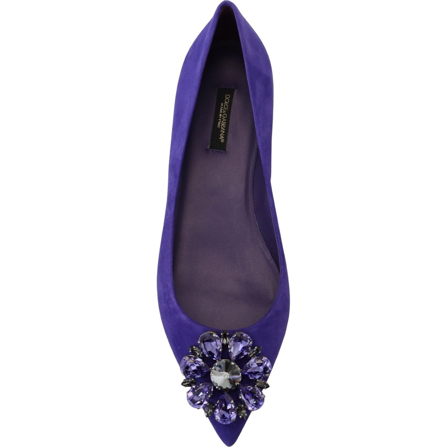 Dolce & Gabbana Purple Suede Crystals Loafers Flats Shoes LA10096- 36.5