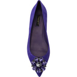 Dolce & Gabbana Purple Suede Crystals Loafers Flats Shoes LA10096- 36.5
