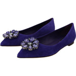 Dolce & Gabbana Purple Suede Crystals Loafers Flats Shoes LA10096- 36.5