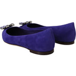 Dolce & Gabbana Purple Suede Crystals Loafers Flats Shoes LA10096- 36.5