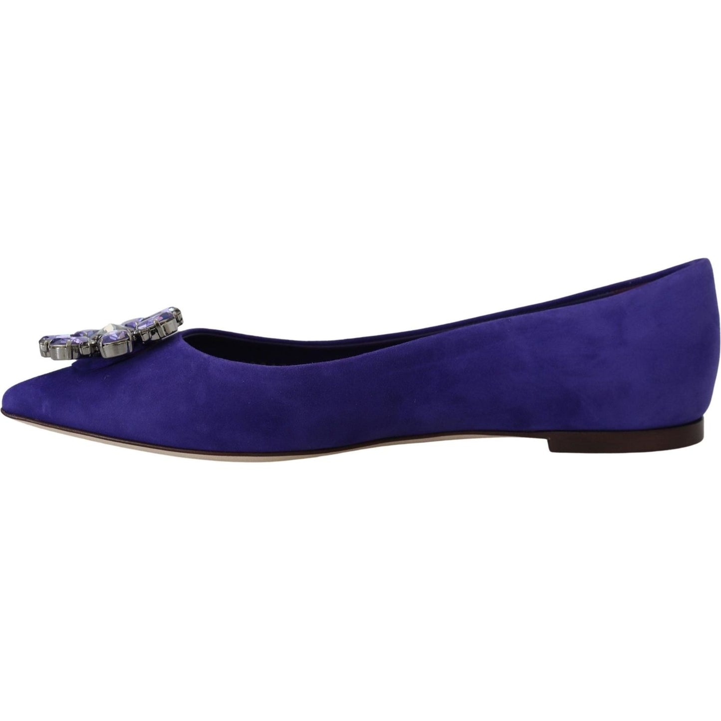 Dolce & Gabbana Purple Suede Crystals Loafers Flats Shoes LA10096- 36.5