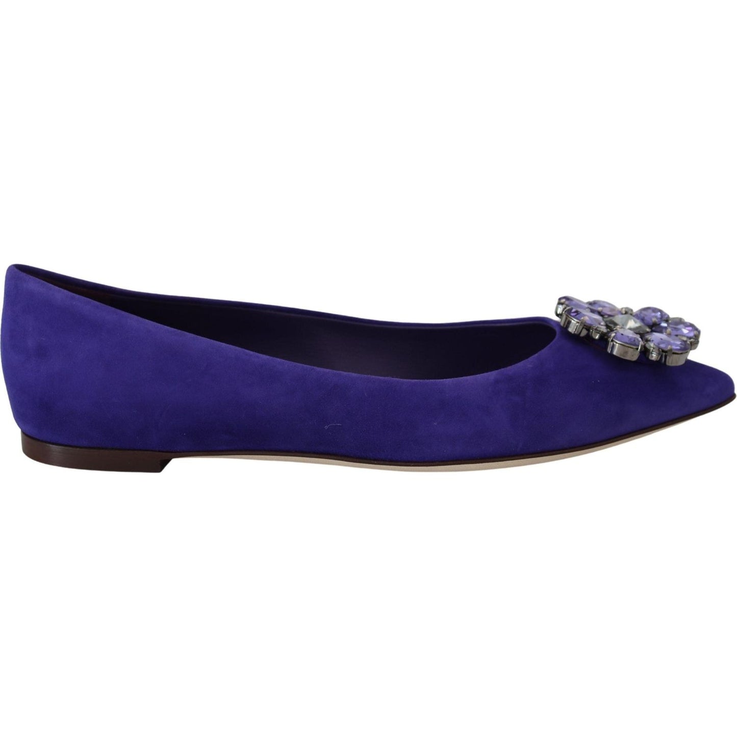 Dolce & Gabbana Purple Suede Crystals Loafers Flats Shoes LA10096- 36.5