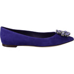 Dolce & Gabbana Purple Suede Crystals Loafers Flats Shoes LA10096- 36.5