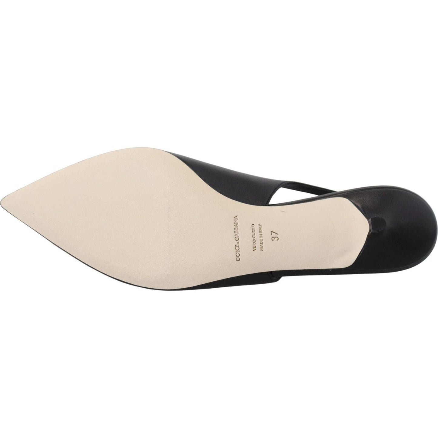 Dolce & Gabbana Black Leather Slingbacks Heels Pumps Shoes LA10098- 35.5
