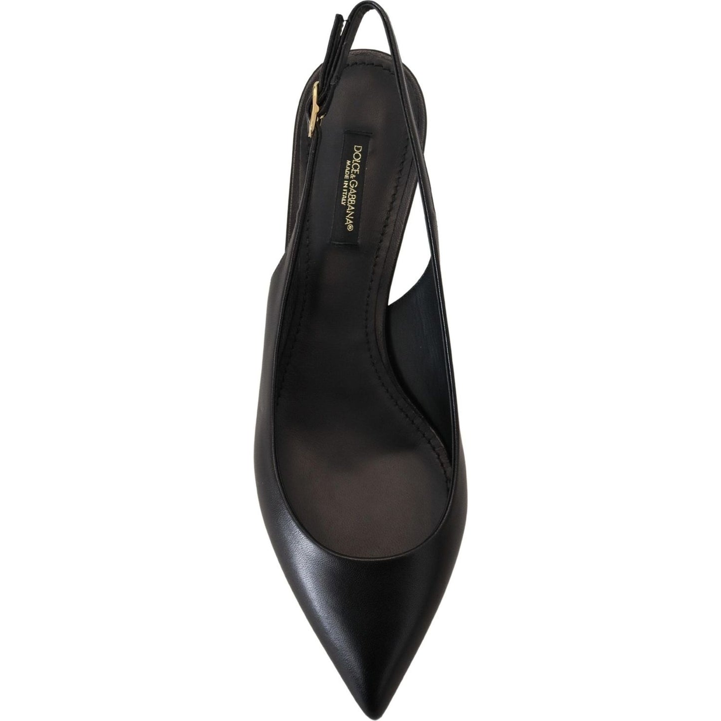 Dolce & Gabbana Black Leather Slingbacks Heels Pumps Shoes LA10098- 35.5