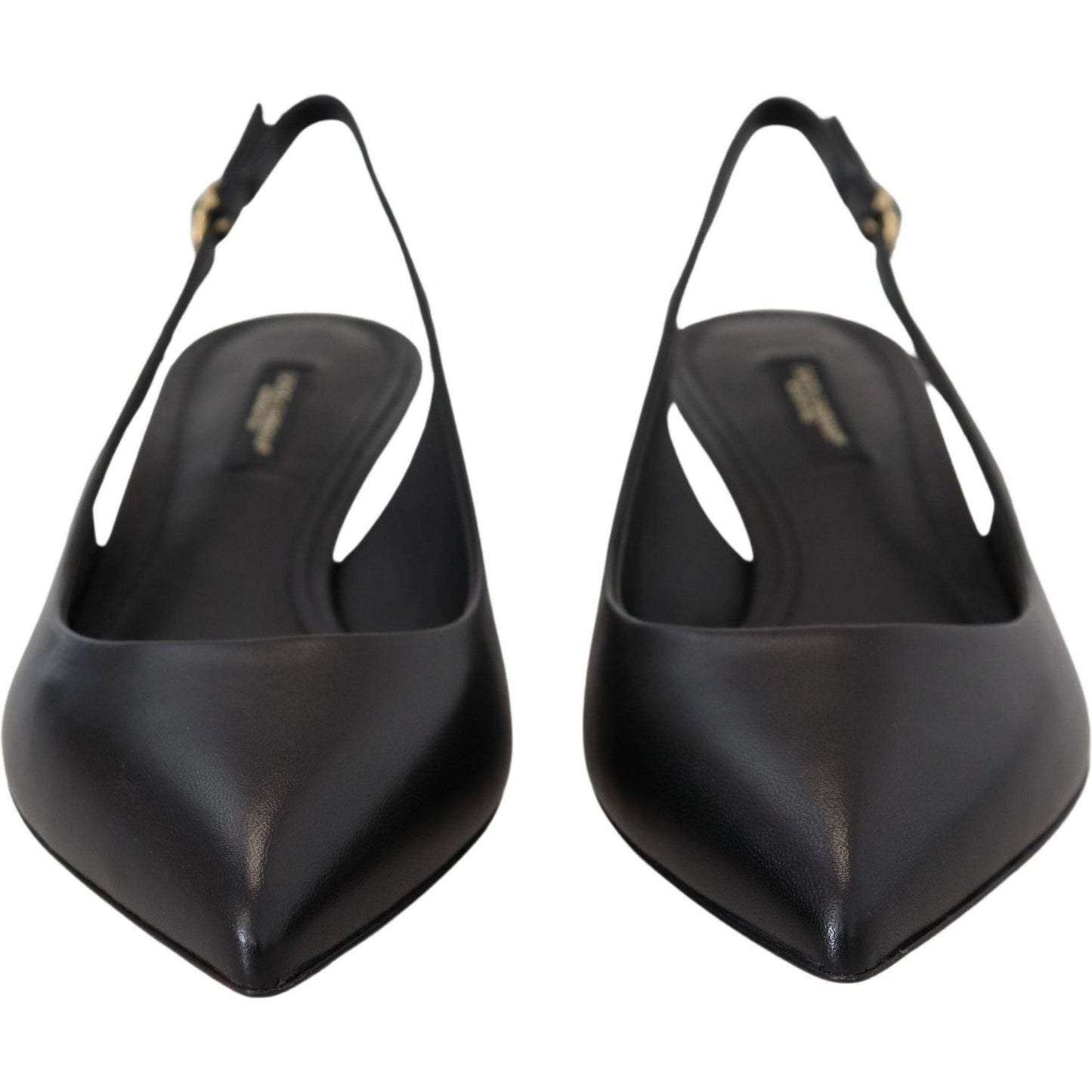 Dolce & Gabbana Black Leather Slingbacks Heels Pumps Shoes LA10098- 35.5