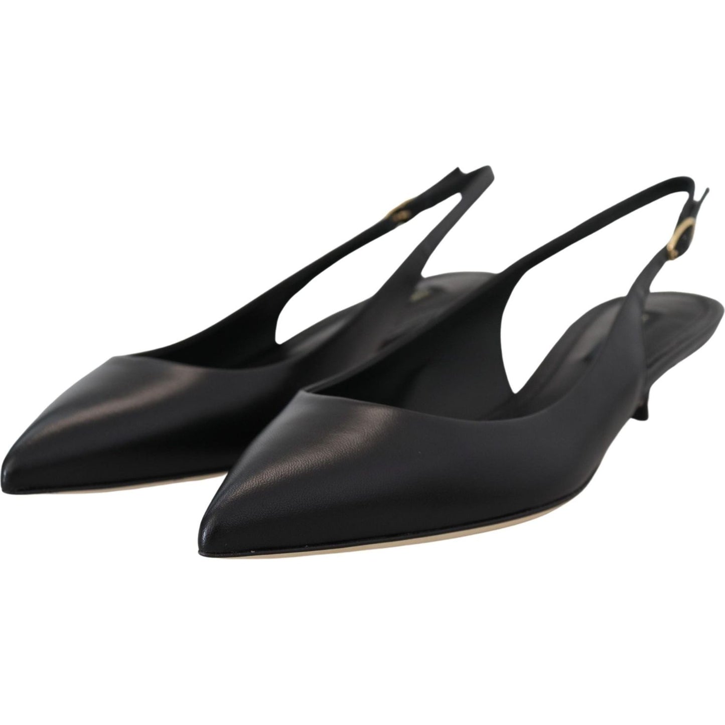 Dolce & Gabbana Black Leather Slingbacks Heels Pumps Shoes LA10098- 35.5