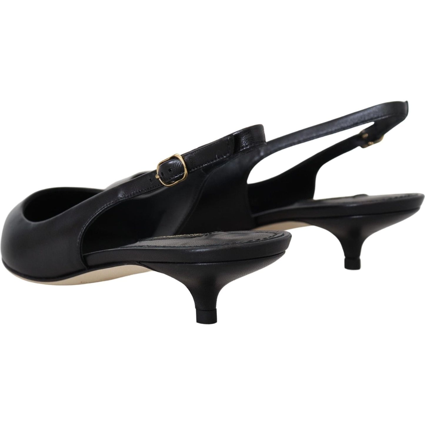 Dolce & Gabbana Black Leather Slingbacks Heels Pumps Shoes LA10098- 35.5