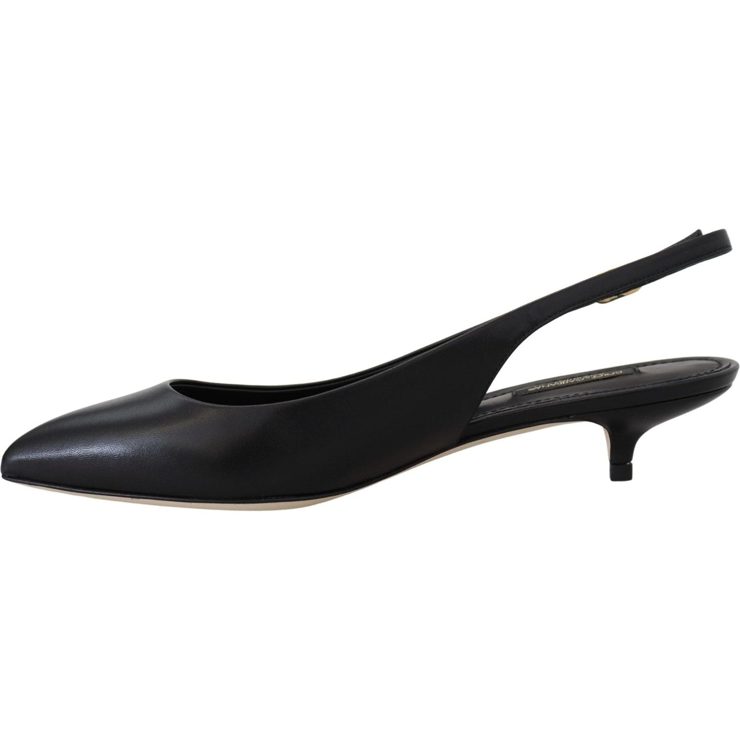 Dolce & Gabbana Black Leather Slingbacks Heels Pumps Shoes LA10098- 35.5