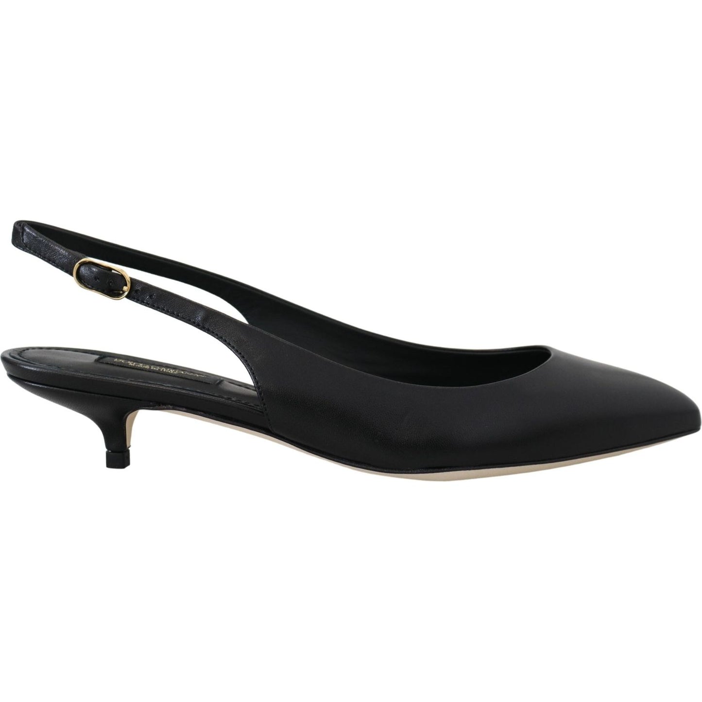 Dolce & Gabbana Black Leather Slingbacks Heels Pumps Shoes LA10098- 35.5