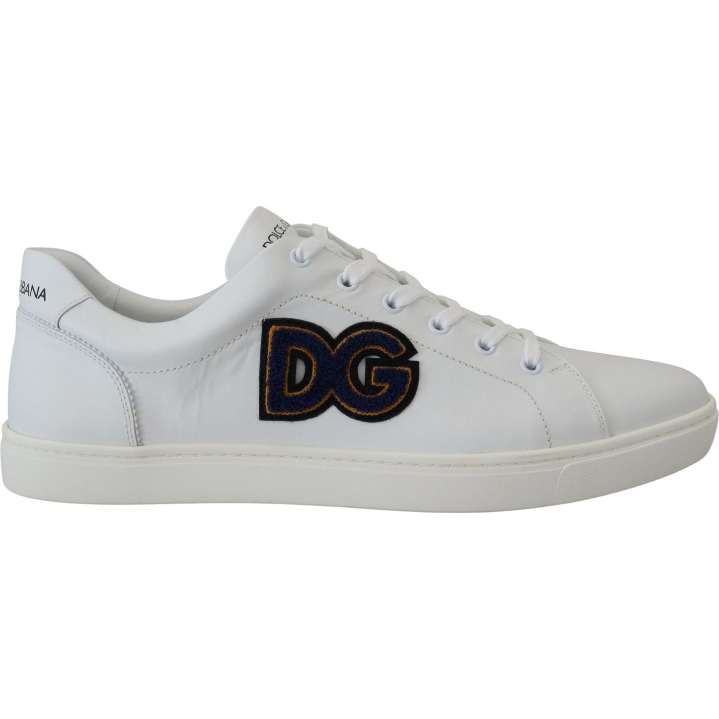 Dolce & Gabbana White Leather DG Logo Casual Sneakers Shoes