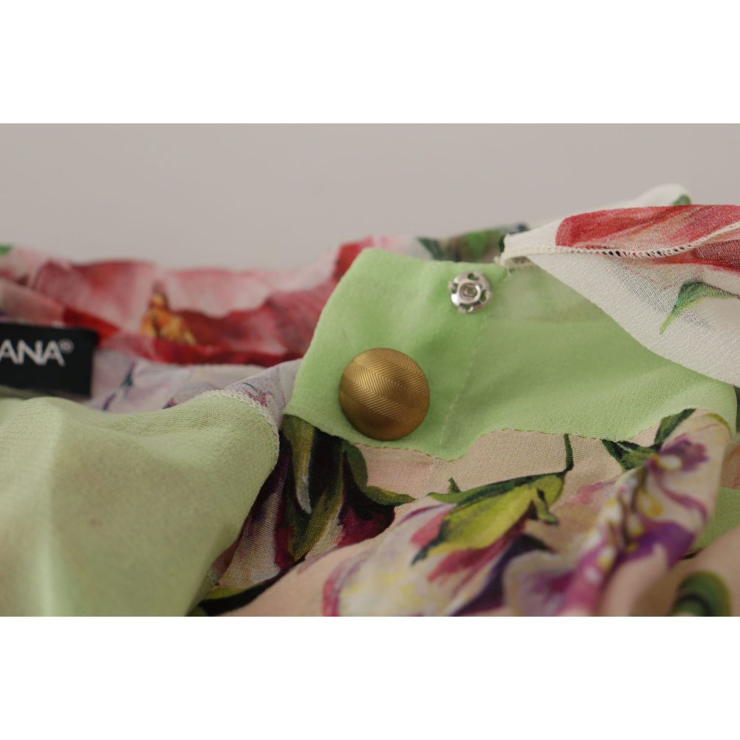 Dolce & Gabbana Multicolor Floral Patchwork Design Ascot Collar Top Blouse TSH7868- 42