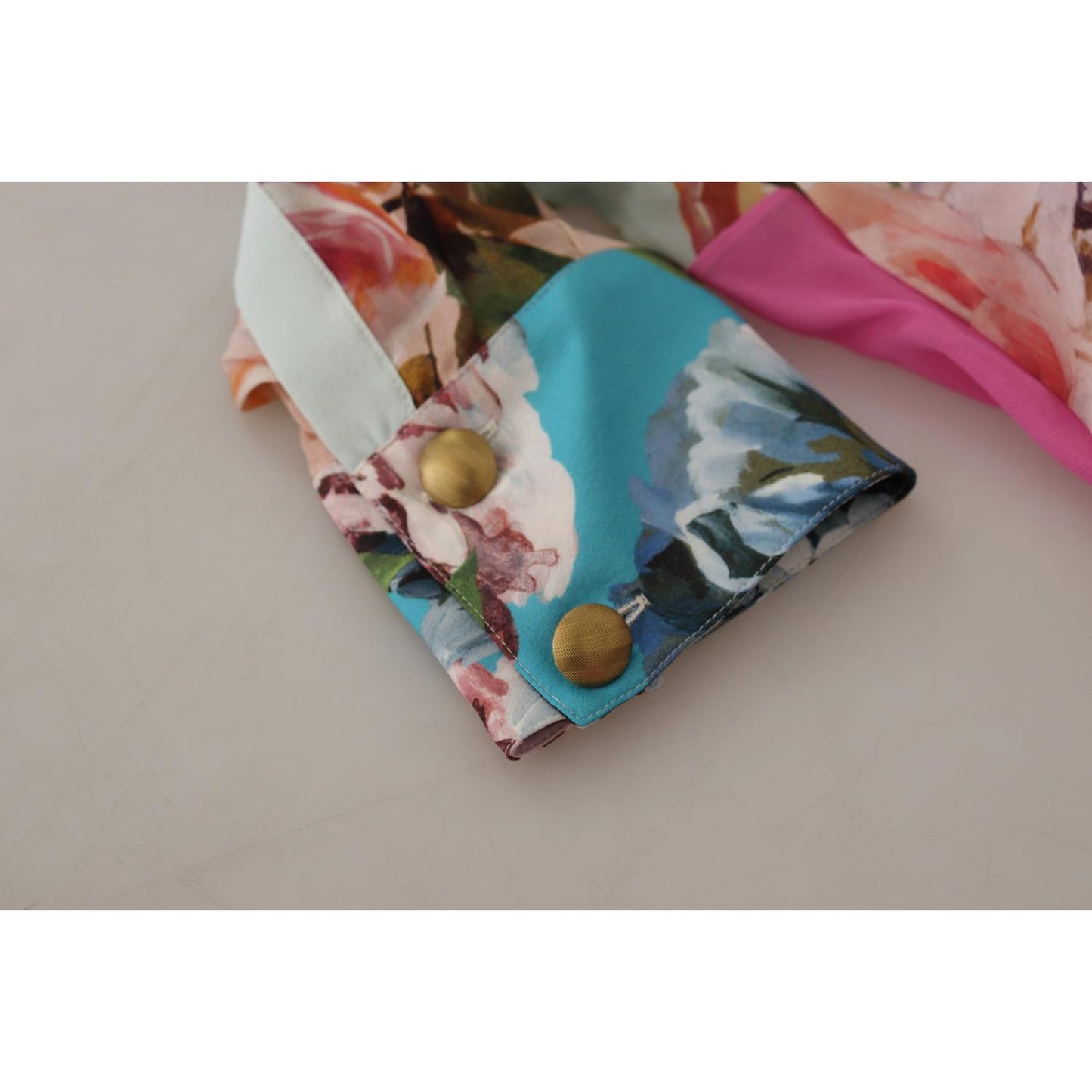 Dolce & Gabbana Multicolor Floral Patchwork Design Ascot Collar Top Blouse TSH7868- 42