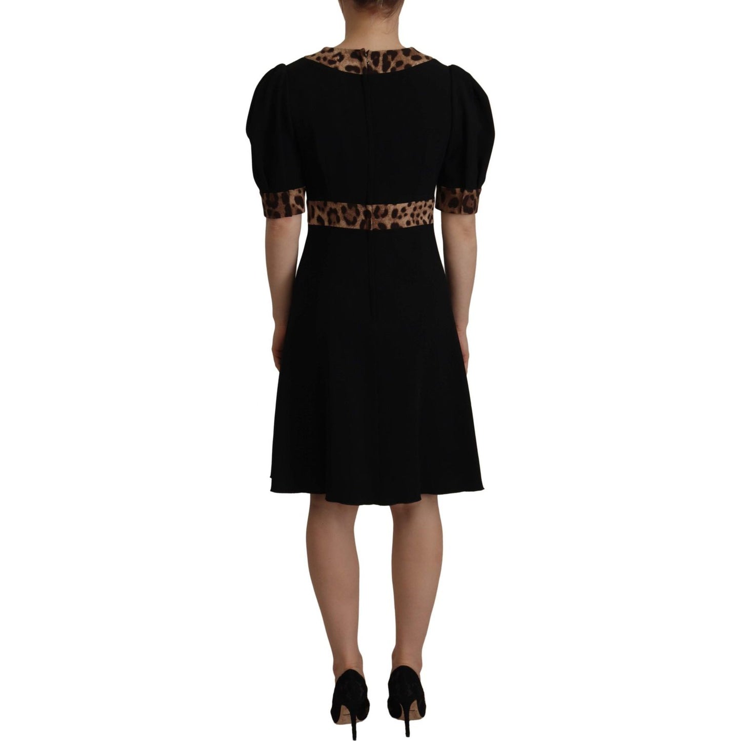 Dolce & Gabbana Black Leopard A-line Knee Length Dress DR28715 - 38