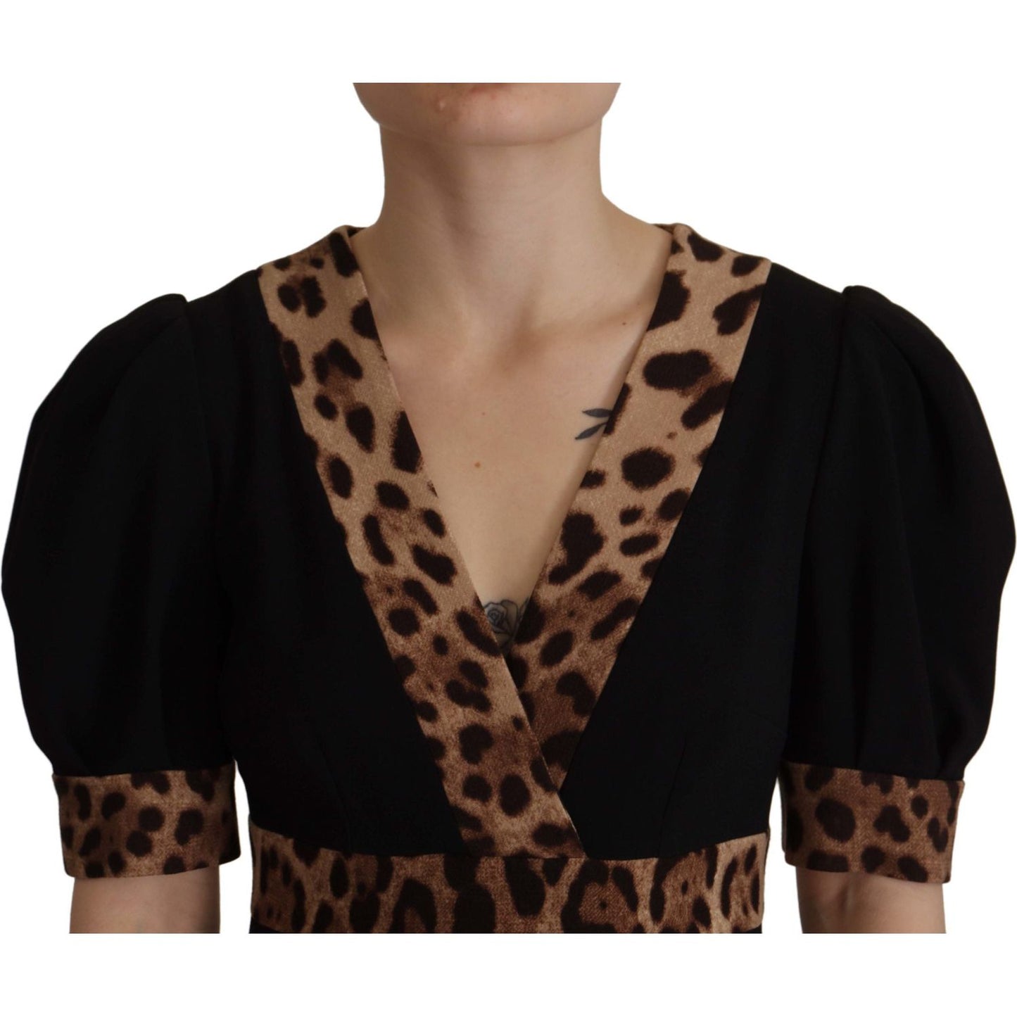 Dolce & Gabbana Black Leopard A-line Knee Length Dress DR28715 - 38
