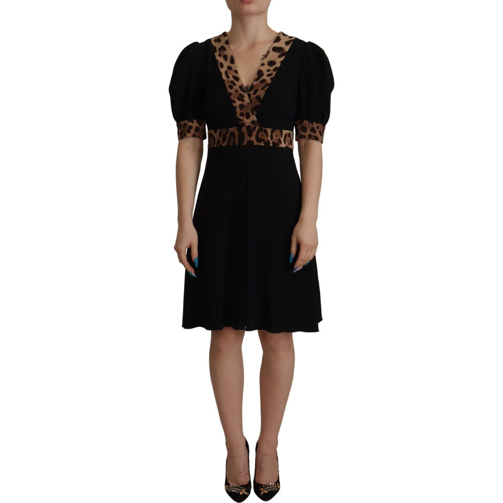 Dolce & Gabbana Black Leopard A-line Knee Length Dress DR28715 - 38