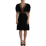 Dolce & Gabbana Black Leopard A-line Knee Length Dress DR28715 - 38
