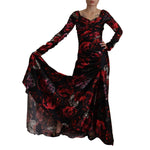Dolce & Gabbana Black Floral Roses A-Line Sheath Gown Dress DR28764 -36