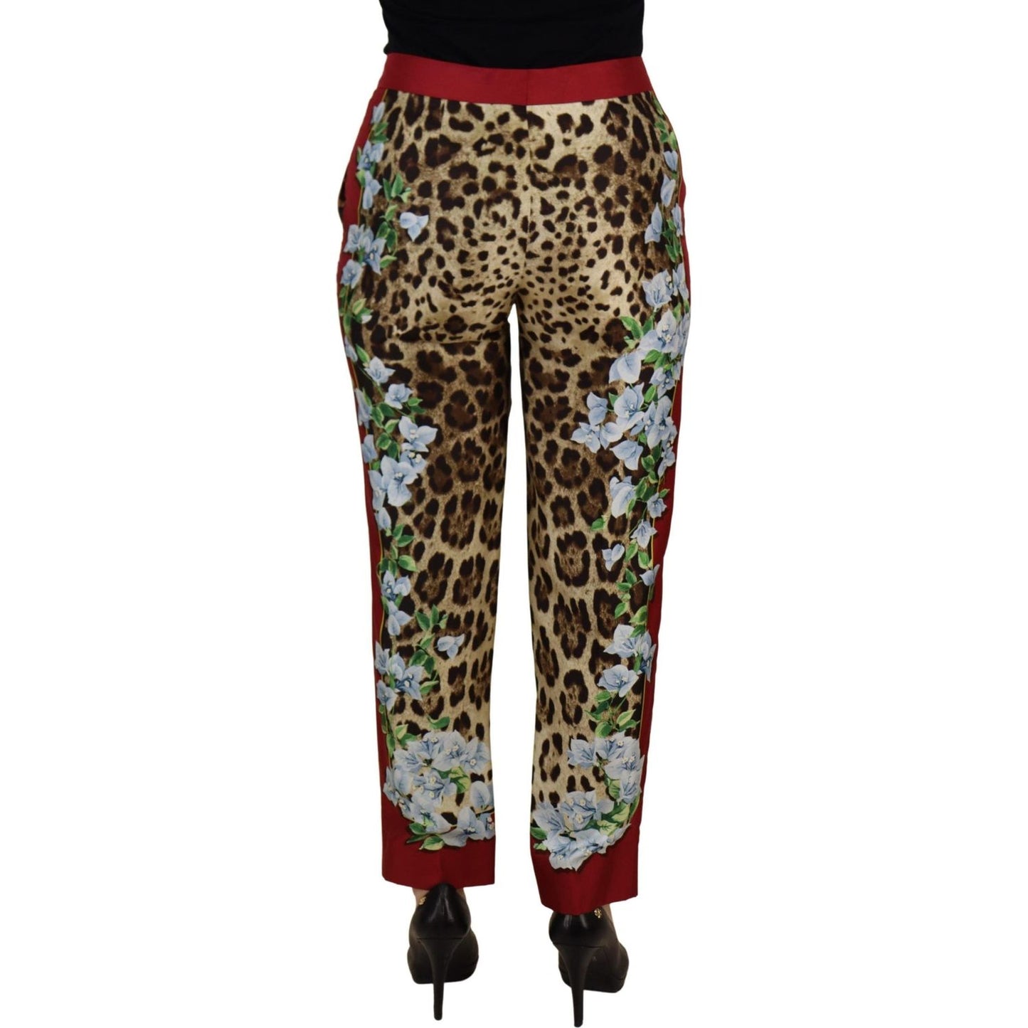 Dolce & Gabbana Multicolor Leopard Flora Printed Mid Waist Trouser Pants PAN73054 - 40